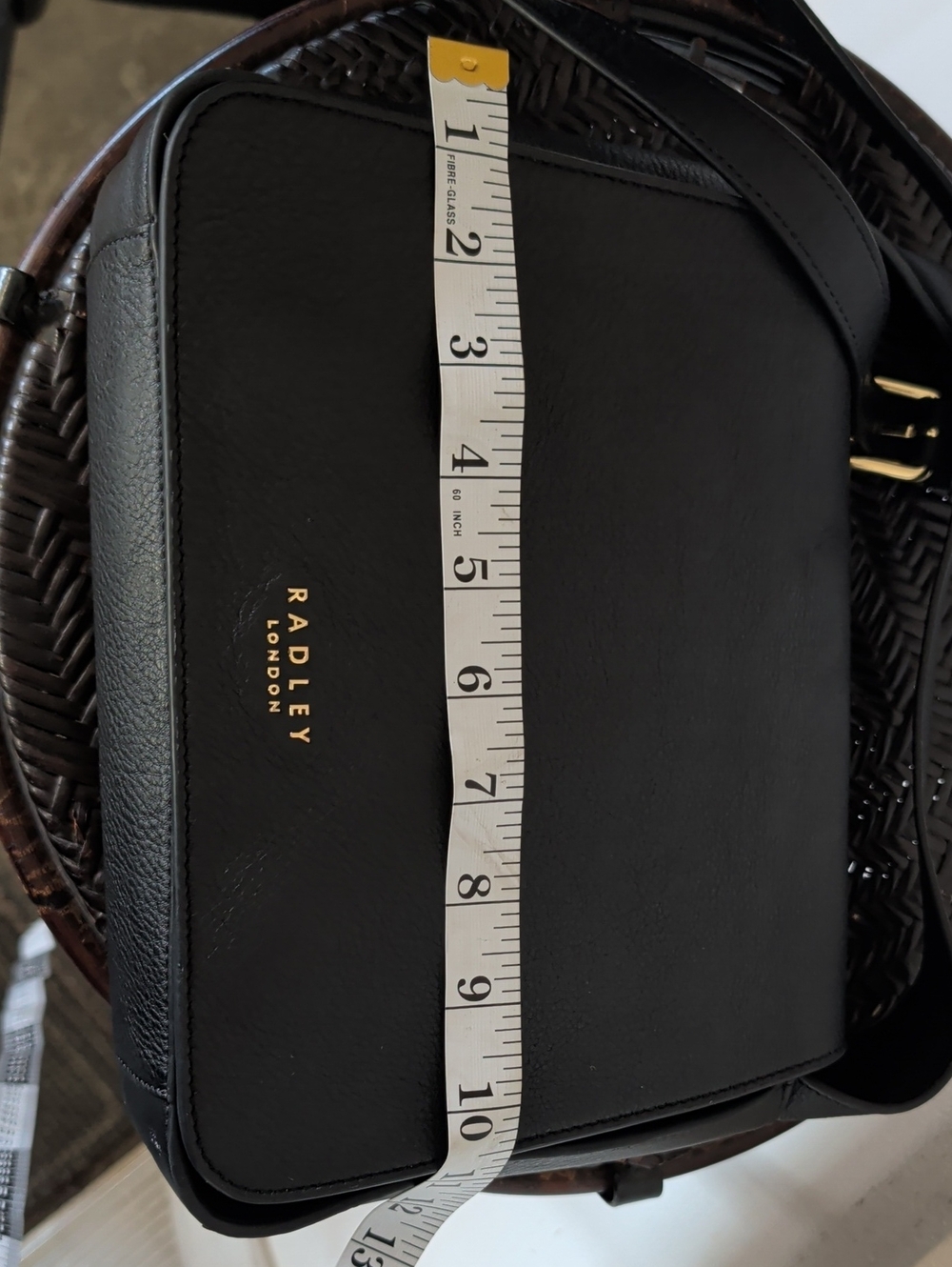 Radley London Flapover Crossbody Bag Pebbled Leather Black Long Strap - Picture 5 of 16